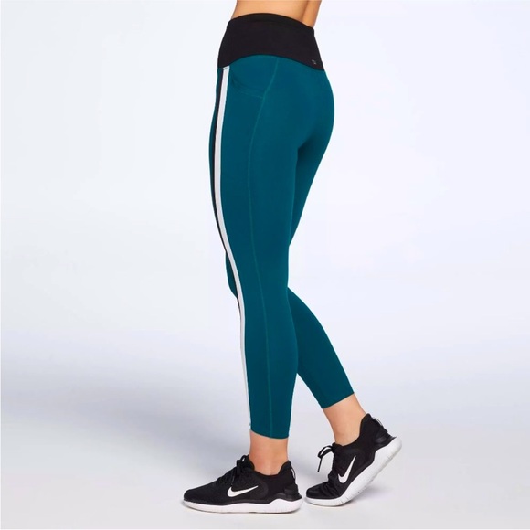 DSG (Dick’s Sporting Goods) Women’s Side Stripe 7/8 Tights in Deep Teal - Picture 2 of 6